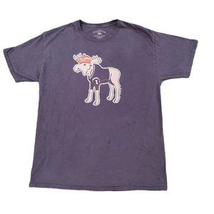 Chowdaheadz New England Moose T-Shirt Blue Printed In USA Graphic Tee Size L